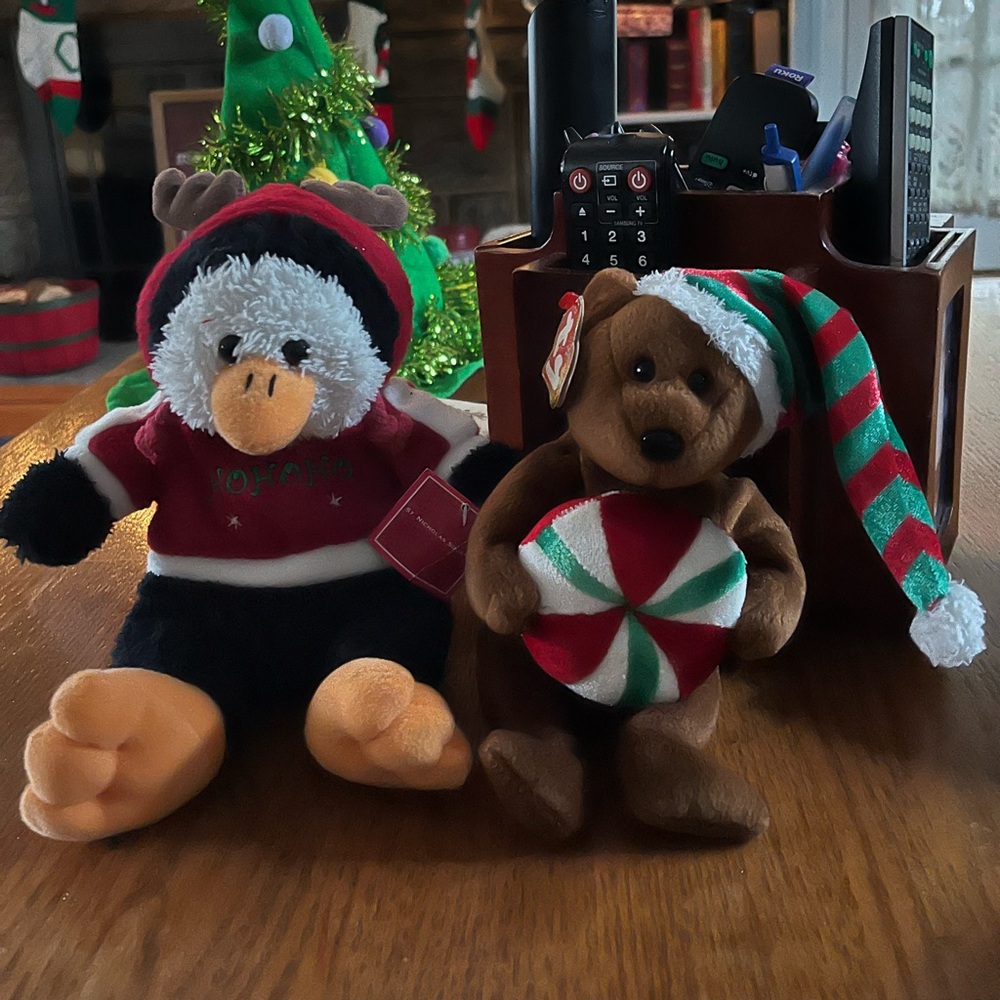 Festive Plush Penguin and Bear Set